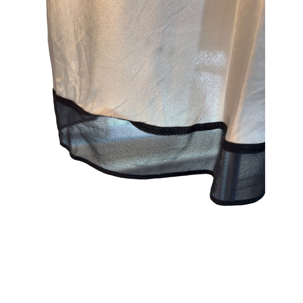 Victorias Secret Champagne Satin Slip Dress Black Trim Cross Back Medium 327588 - Picture 16 of 16